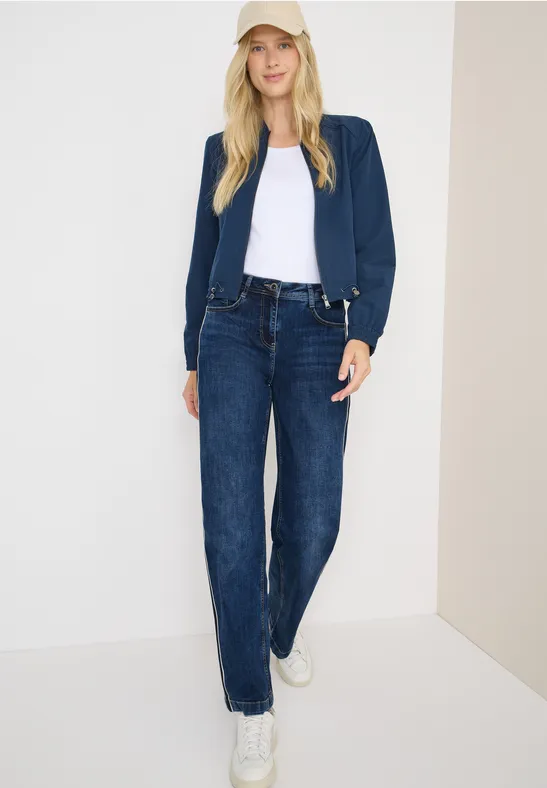 Jeans mit Gallonstreifen mid blue used wash