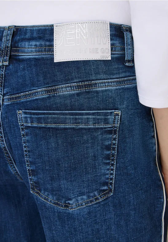 Jeans mit Gallonstreifen mid blue used wash
