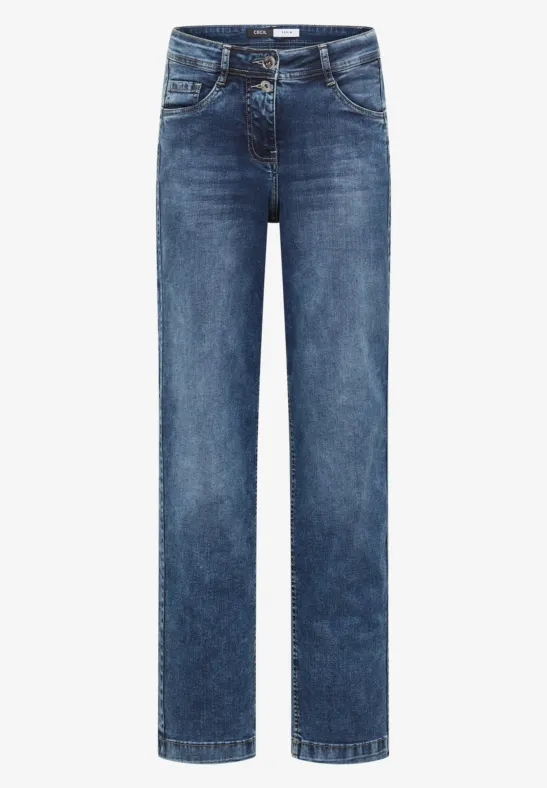 Wide Leg Jeans mid blue used wash