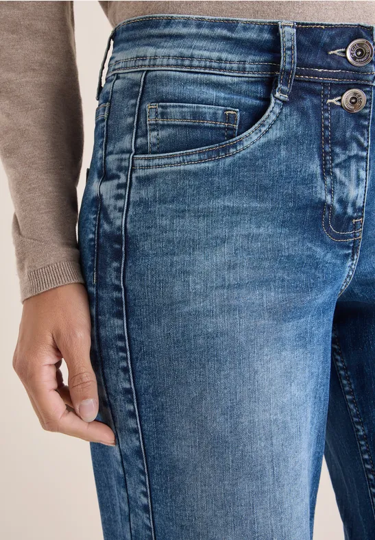 Wide Leg Jeans mid blue used wash