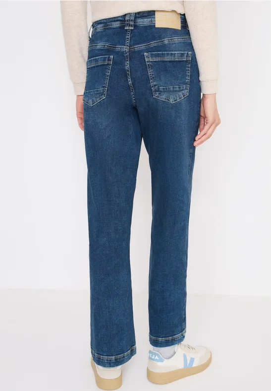 Wide Leg Patch Pocket Jeans mid blue used wash