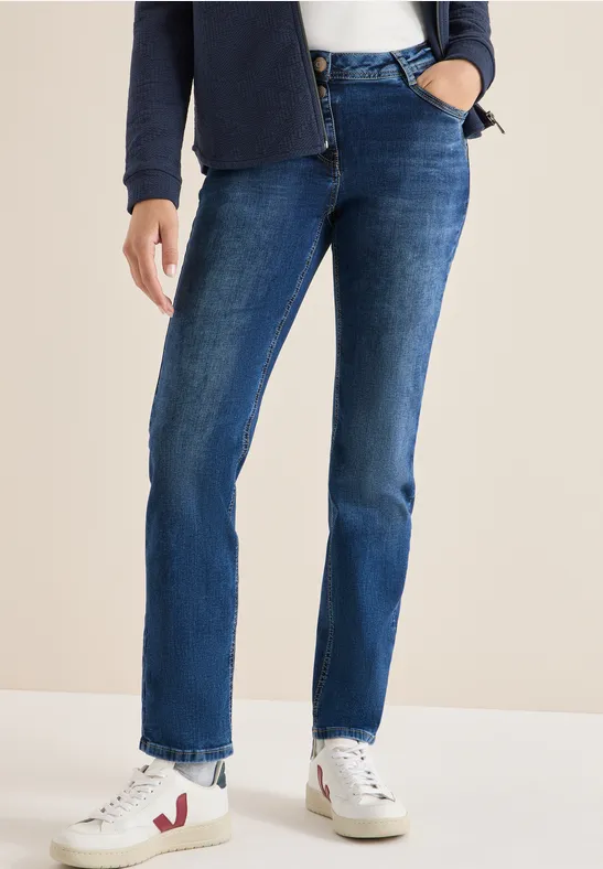 Straight Leg Jeans mid blue used wash