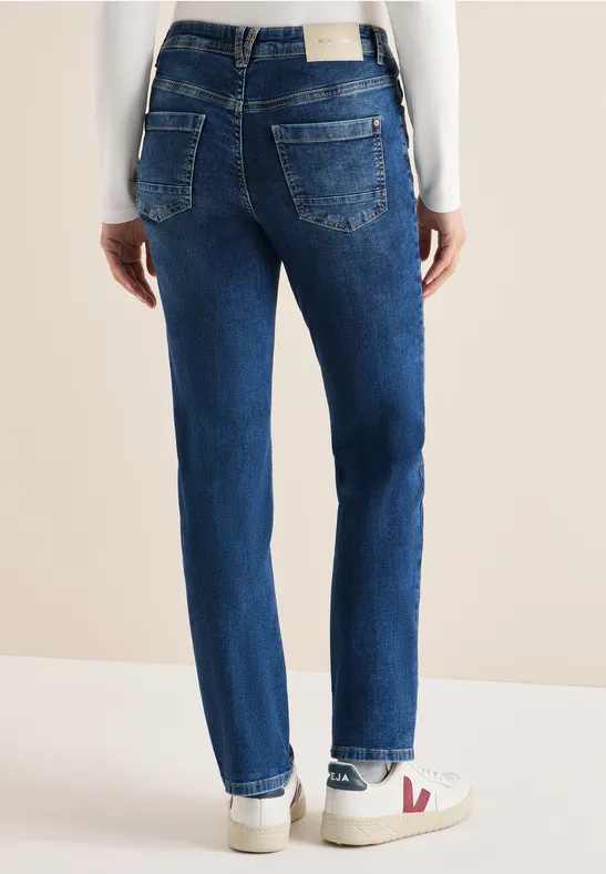 Straight Leg Jeans mid blue used wash