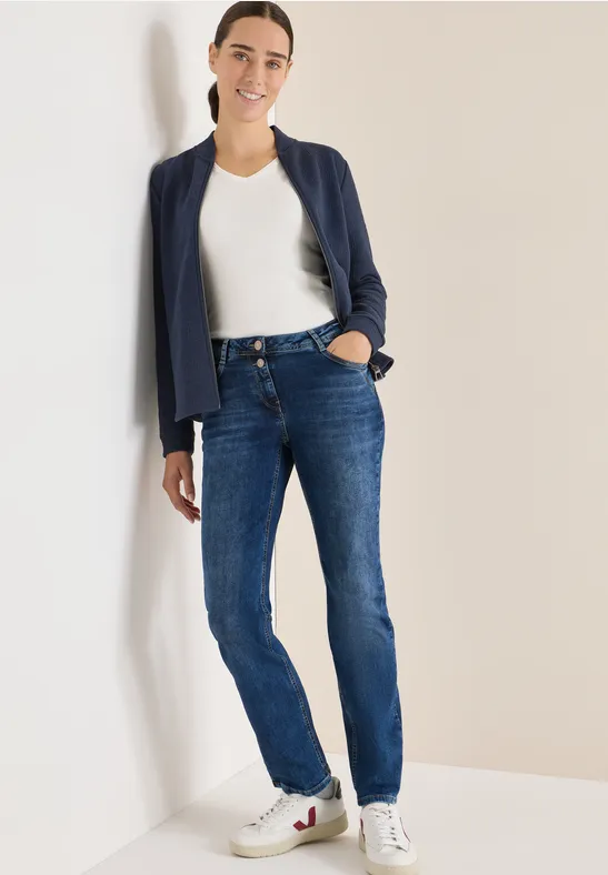 Straight Leg Jeans mid blue used wash