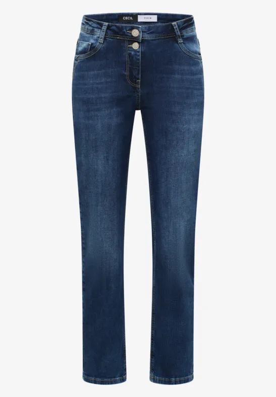 Straight Leg Jeans mid blue used wash