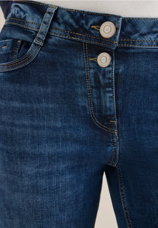 Straight Leg Jeans mid blue used wash