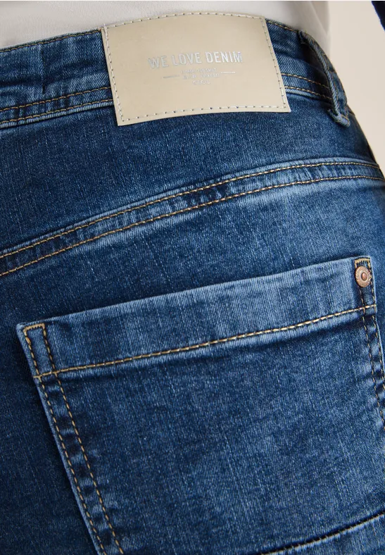 Straight Leg Jeans mid blue used wash