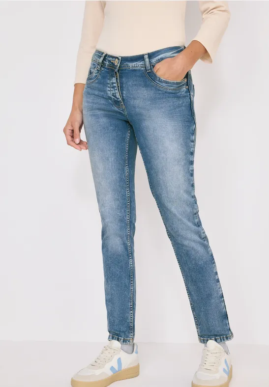 Slim Fit Jeans mit Detail authentic used wash