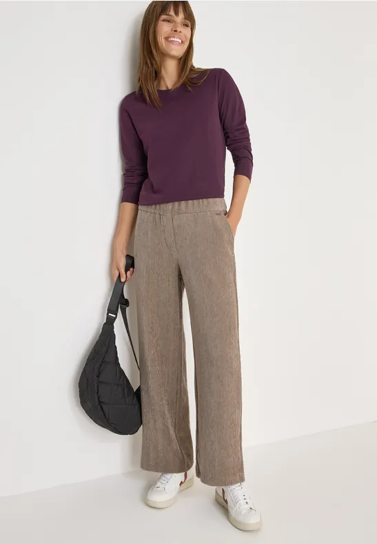 Softe Chenille Wide Leg Hose sandalwood beige melange