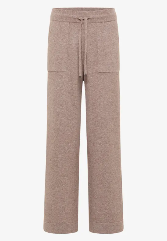 Wide Leg Strickhose chocolate mousse melange