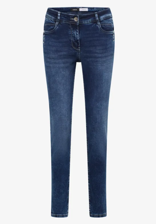 Jeans slim leg mid blue wash