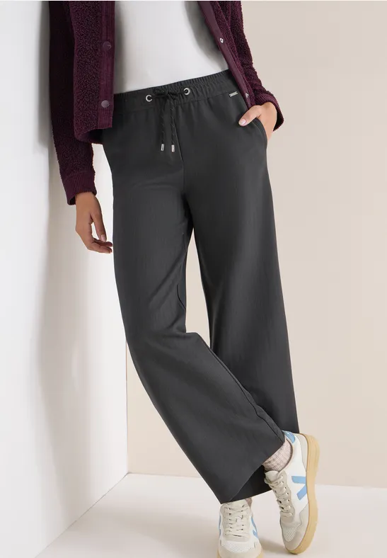 Wide Leg Hose mit Muster Black