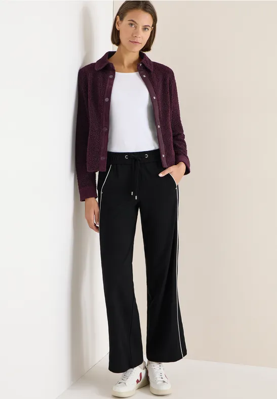 Wide Legs broek met tape Black