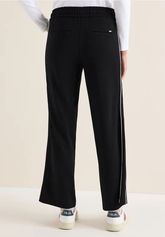 Wide Legs broek met tape Black