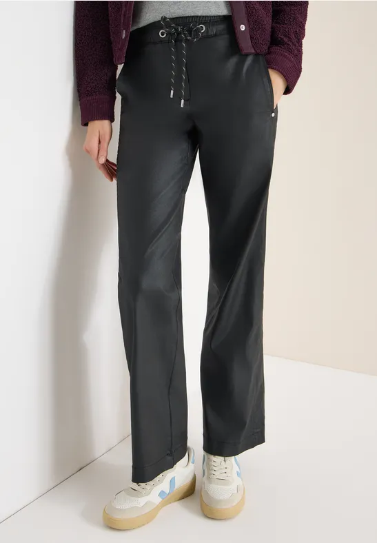 Pantalon Wide Legs enduit Black