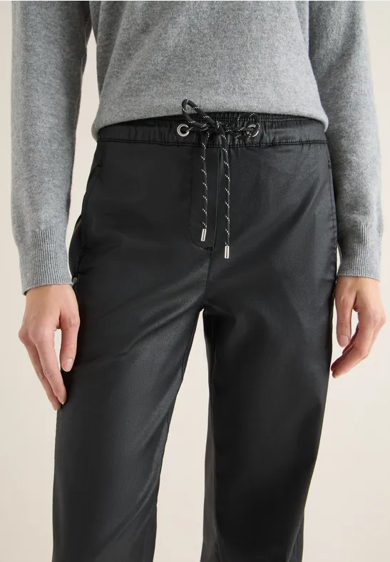 Pantalon Wide Legs enduit Black