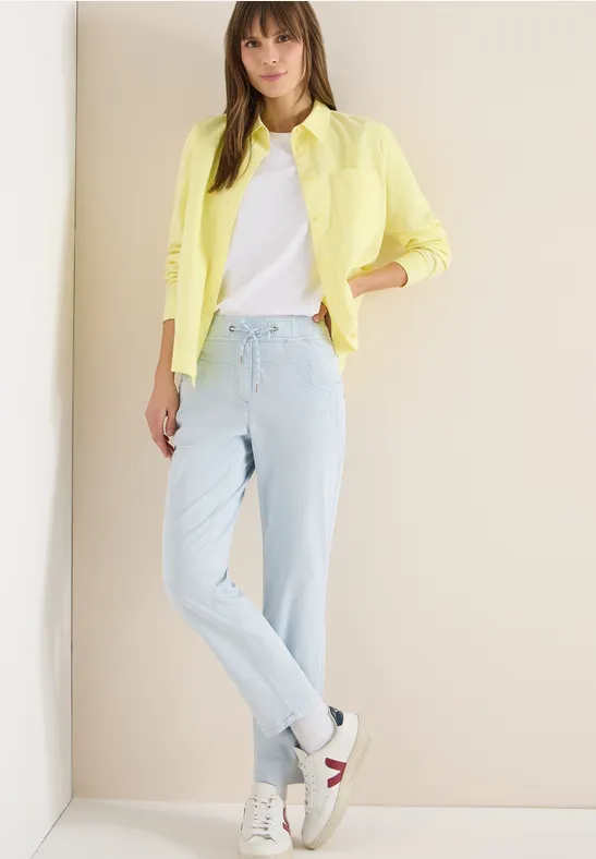 Broek met gewassen look diamond blue