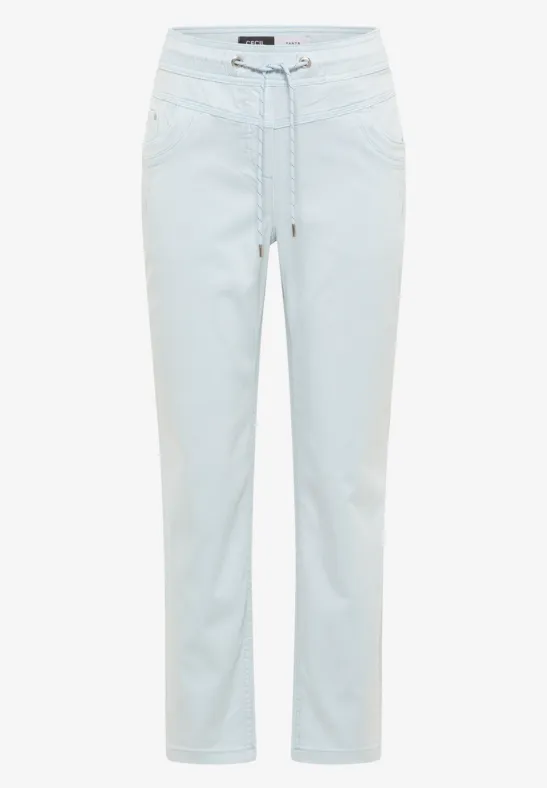 Broek met gewassen look diamond blue