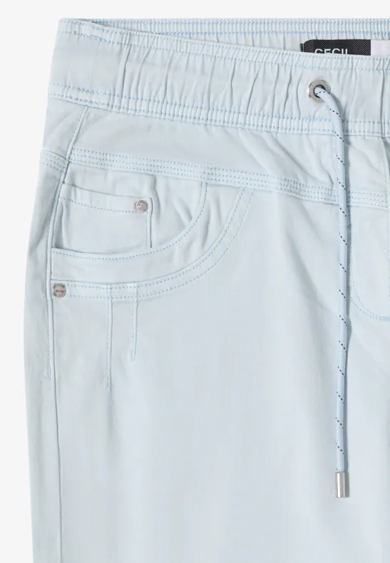 Broek met gewassen look diamond blue