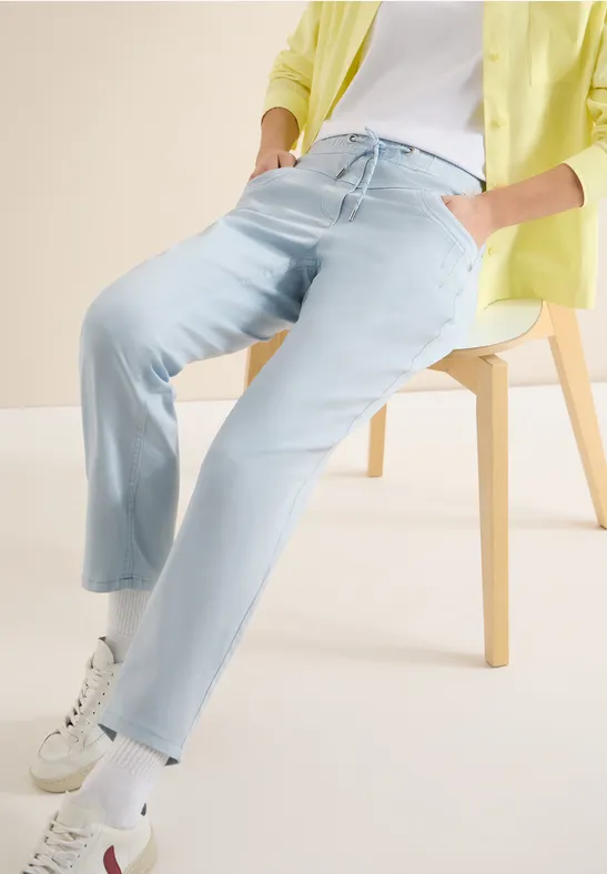 Broek met gewassen look diamond blue