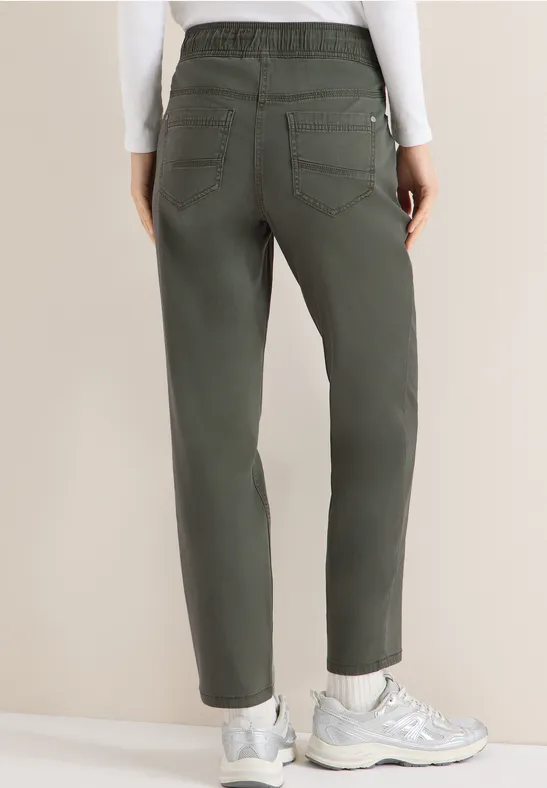 Broek met gewassen look sea weed khaki