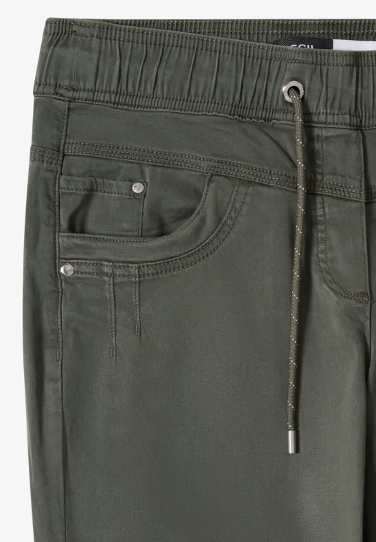 Broek met gewassen look sea weed khaki