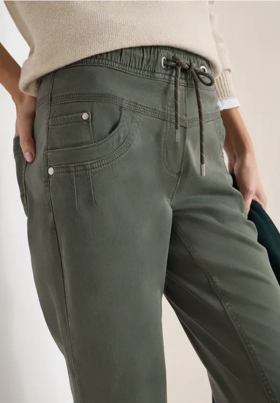 Broek met gewassen look sea weed khaki