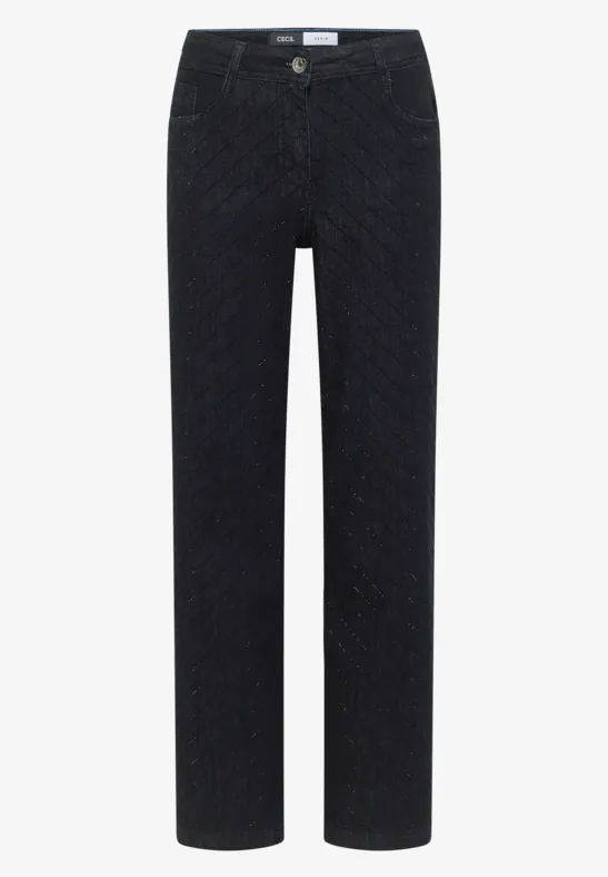 Jeans mit Schmucksteinen Dark blue wash