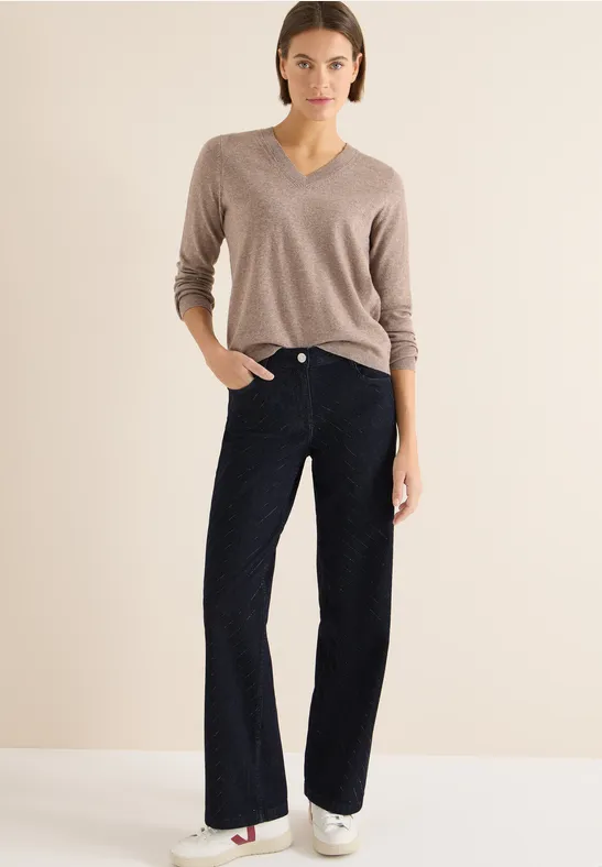 Jeans mit Schmucksteinen Dark blue wash