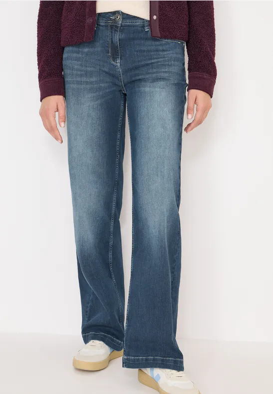 Wide Legs Jeans mid blue used wash
