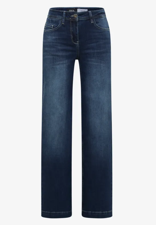 Wide Legs Jeans mid blue used wash