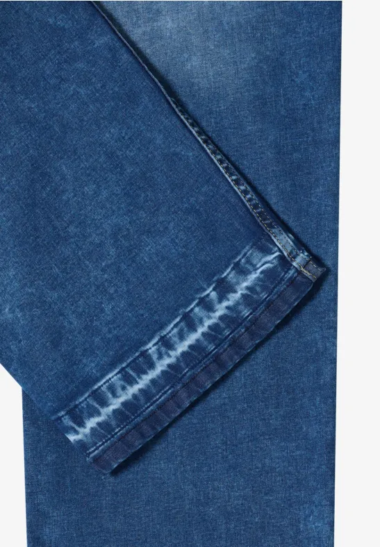 Jeans met zoomdetail mid blue used wash