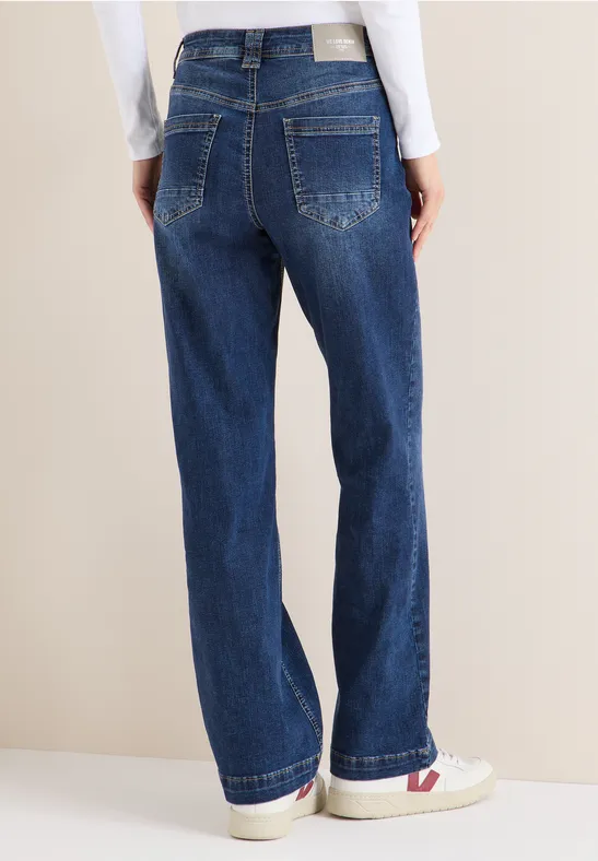 Wide Legs Jeans mid blue used wash