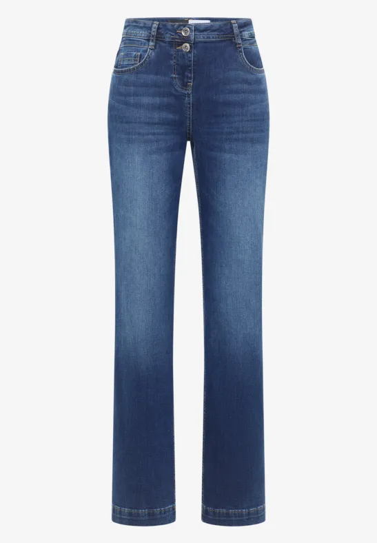 Wide Legs Jeans mid blue used wash