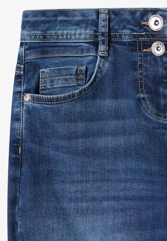 Wide Legs Jeans mid blue used wash