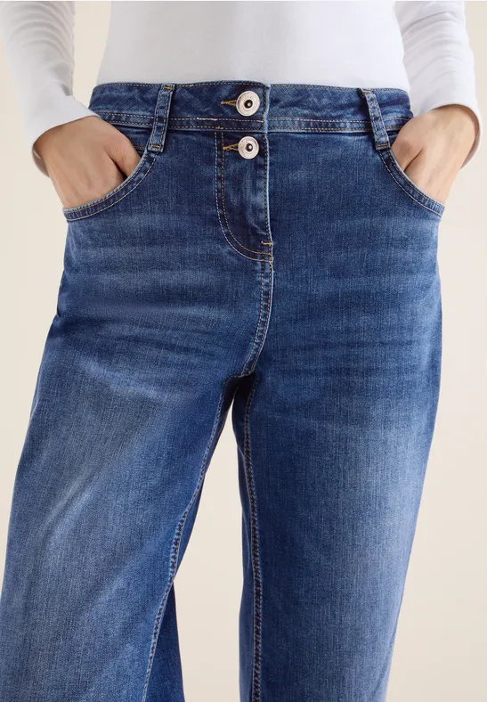 Wide Legs Jeans mid blue used wash