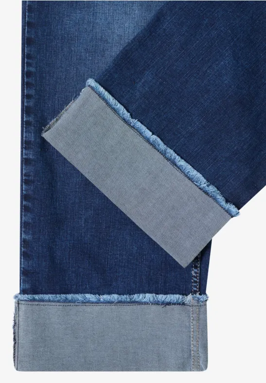 Wide Leg Washed-Look Jeans mid blue used wash