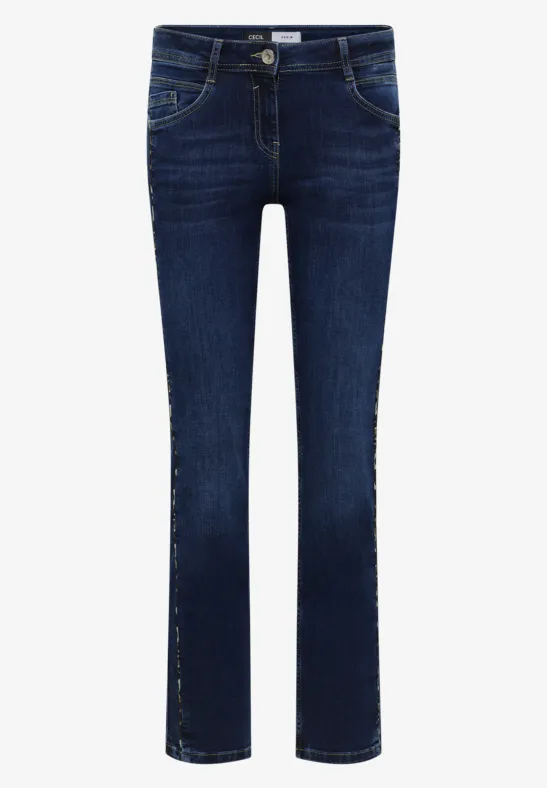 Jeans mit Gallonstreifen Dark blue wash