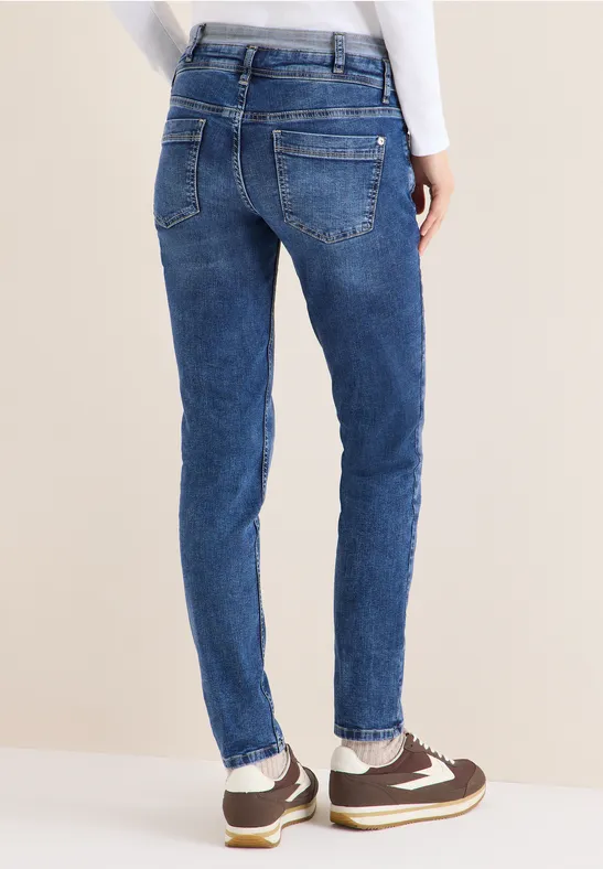 Jeans mit doppeltem Bund mid blue wash