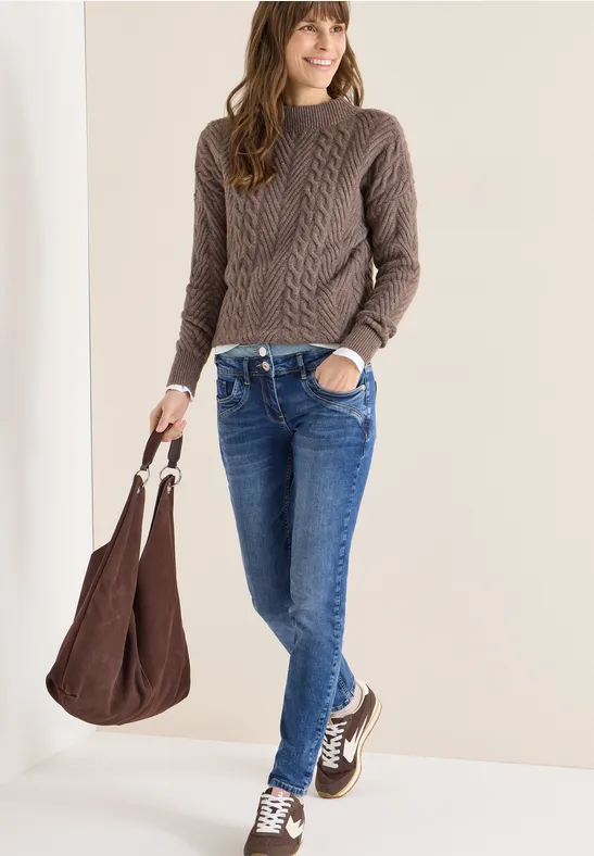 Jeans mit doppeltem Bund mid blue wash