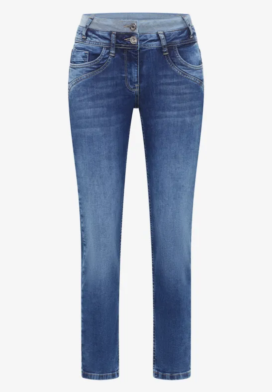 Jeans mit doppeltem Bund mid blue wash