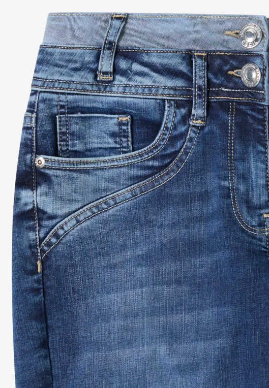 Jeans mit doppeltem Bund mid blue wash