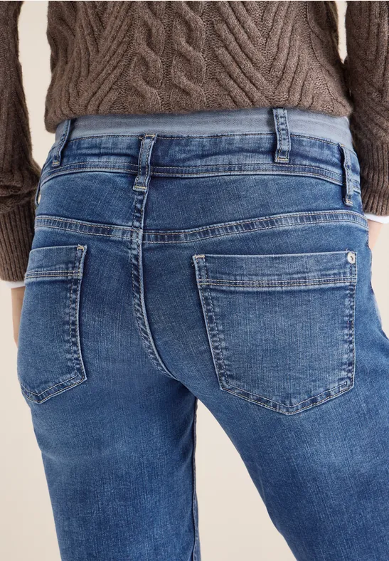 Jeans mit doppeltem Bund mid blue wash
