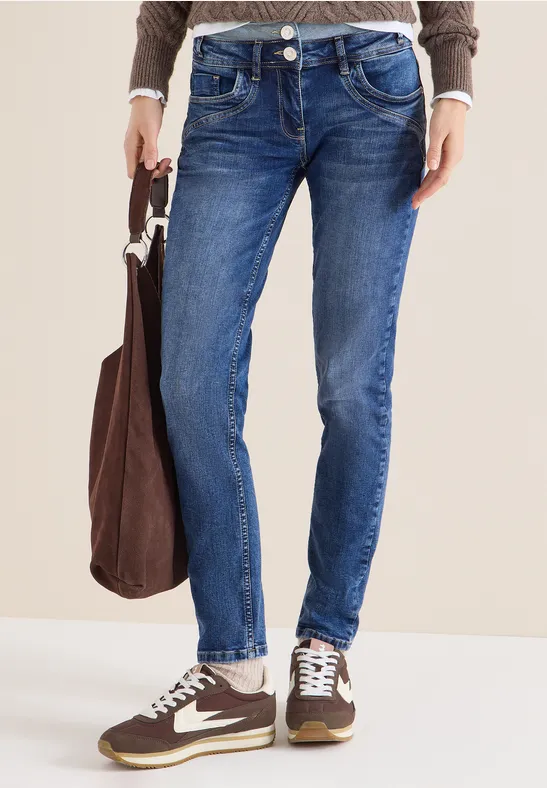 Jeans mit doppeltem Bund mid blue wash