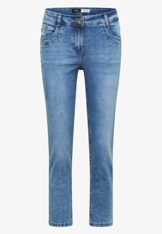 Mid Waist Slim Legs jeans in casual fit light blue washed