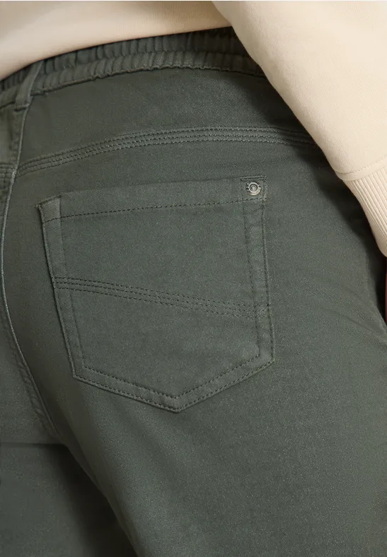 Mid Waist Slim Leg Pantalon Loose Fit sea weed khaki