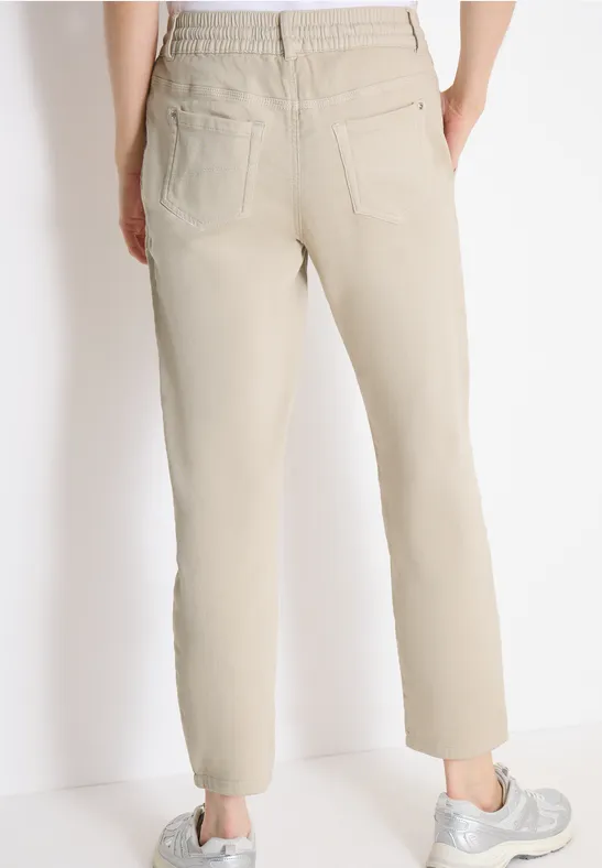Mid Waist Slim Leg Pantalon Loose Fit grain beige
