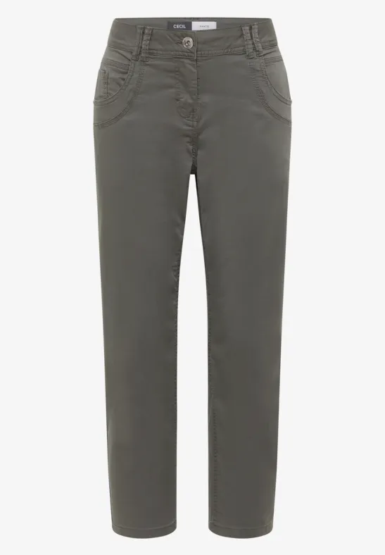 Pantalon Mid Waist Slim Leg en Casual Fit clear khaki