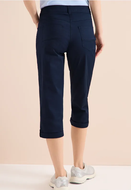 Mid Waist Slim Leg Hose mit Turn-Up universal blue