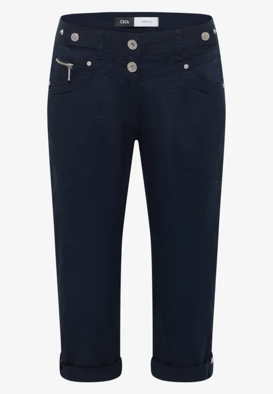 Mid Waist Slim Leg Hose mit Turn-Up universal blue